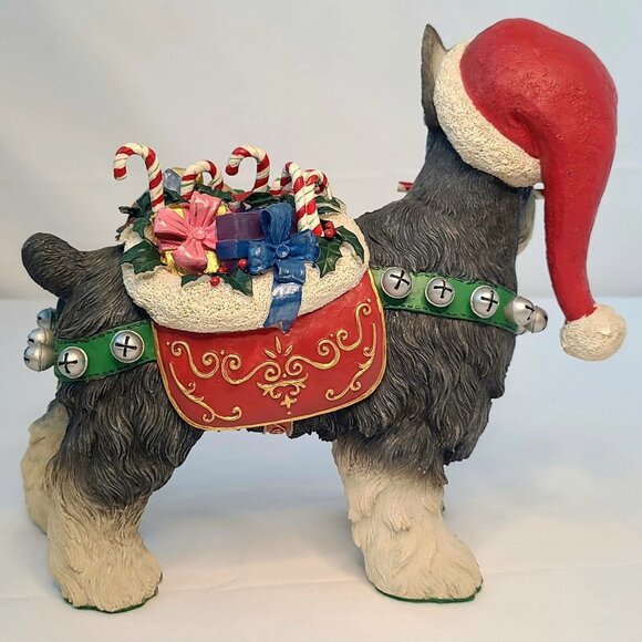Danbury Mint Miniature Schnauzer Resin Figure Christmas Santa Dog 9 x 10 x 5 Vtg - Picture 3 of 11